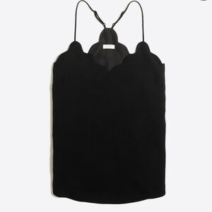 J. Crew Mercantile NWT Black Racerback Scalloped Crepe Cami Tank Top 2
